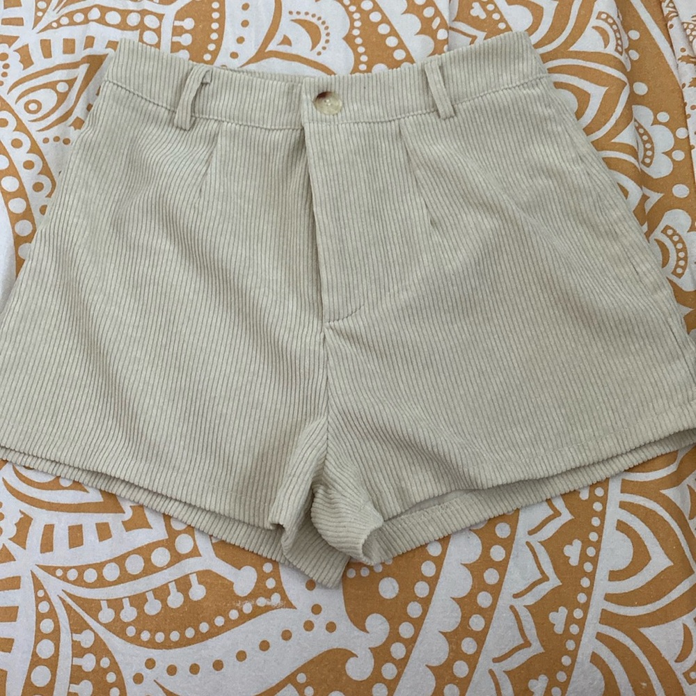 SHEIN zipper fly carduroy shorts